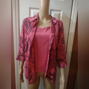 Apparenza women's double layered button up blouse shirt top size small